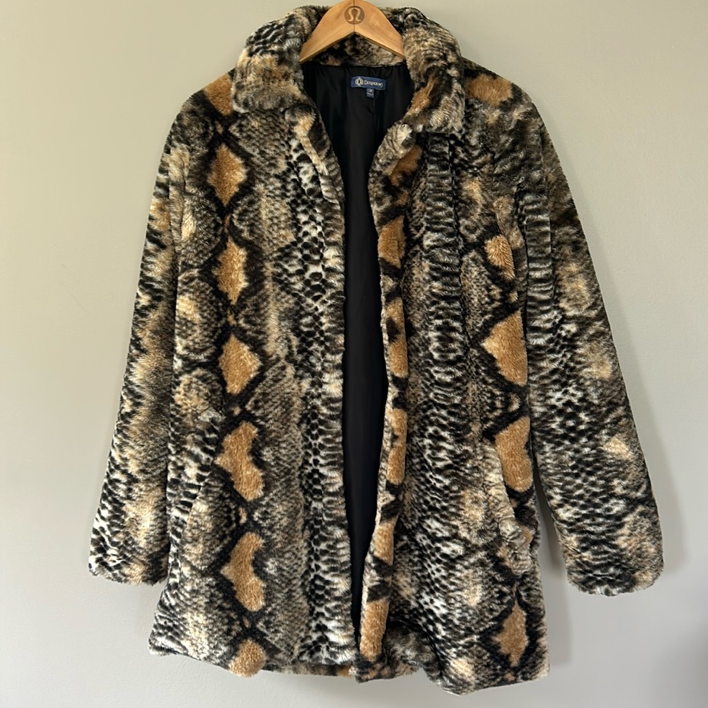 Democracy Faux Fur Jungle Animal‎ Print Jacket Coat Sz M